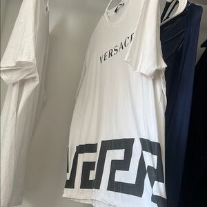 Versace White Tee with Black Greek Key Design